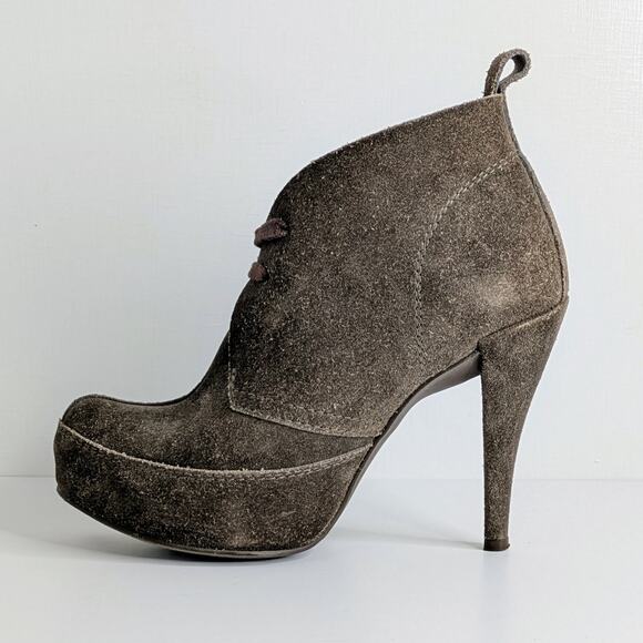 Pedro Garcia Brown Suede Platform Ankle Boots Lace Up Heels 39.5 Fall Boho Chic - Picture 6 of 15